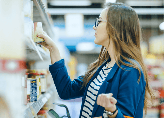 Young woman browsing products 