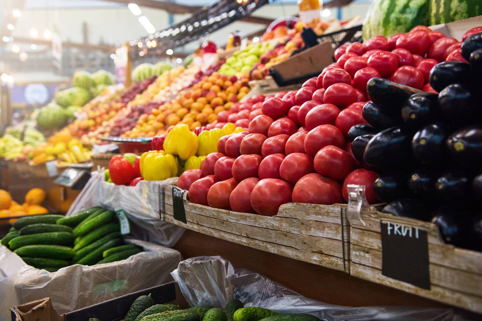 Fresh veg display. Large grocers must do more to reduce food waste