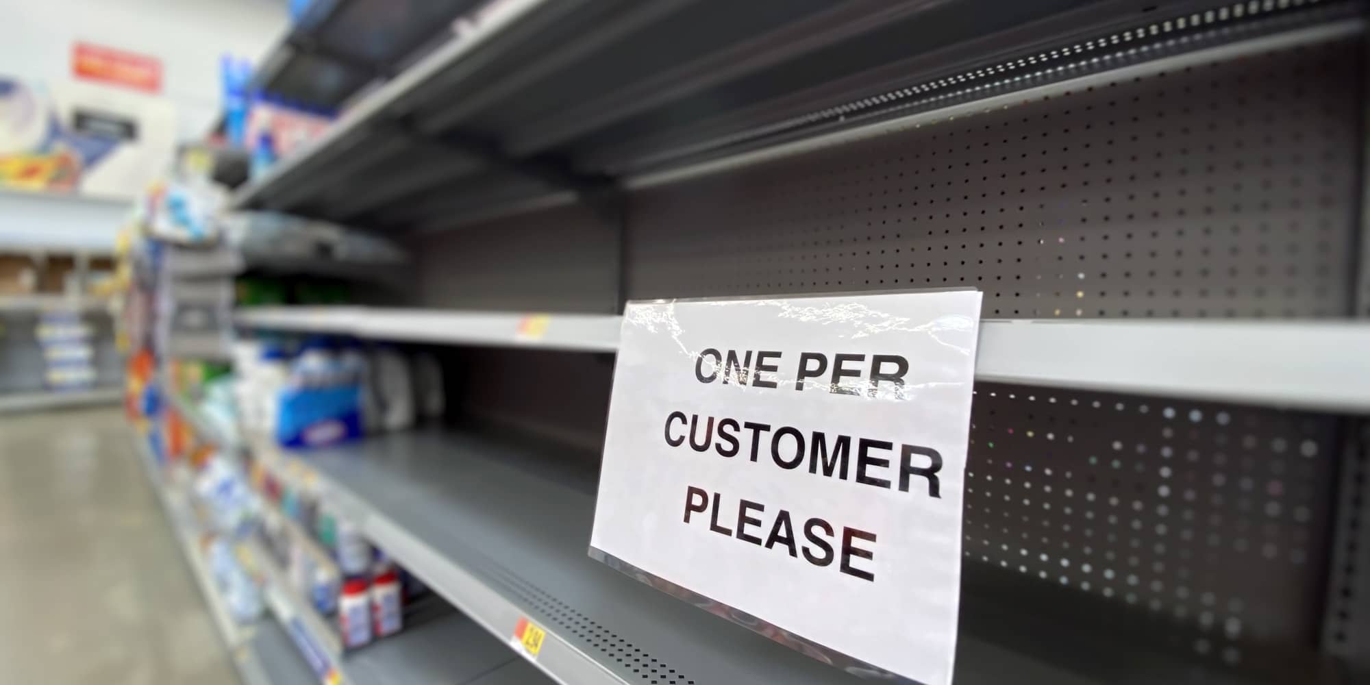 Empty shelves at a retailer during the COVID-19 pandemic